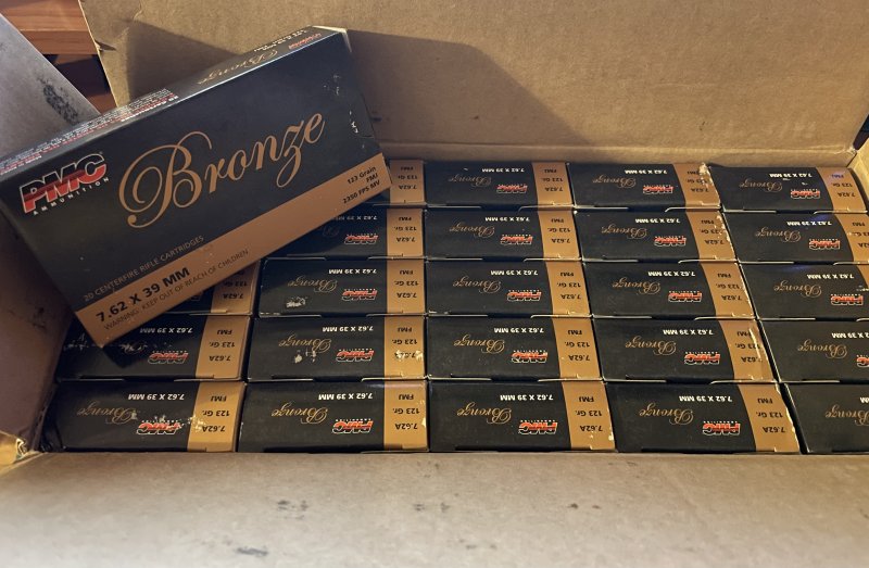 PMC Bronze 7.62 x 39mm FMJ 123 GR. Brass Case Picture