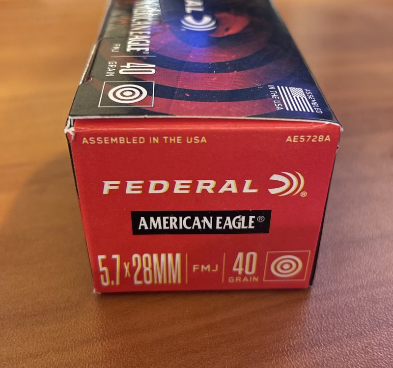Federal American Eagle 5.7 x 28mm 40 Gr. Brass case 50 rounds/box Picture
