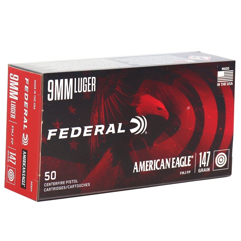Federal American Eagle 147 Gr. FMJ FP Brass Case 50 rounds/box Picture